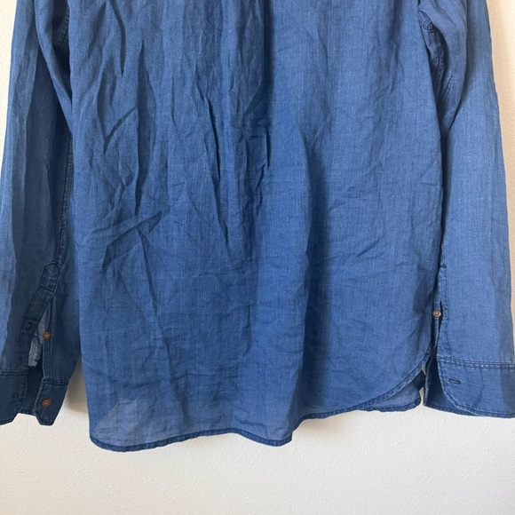 J Crew Gauze Popover Indigo Cotton Lightweight Top - Picture 4 of 9